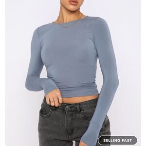 White Fox Boutique Only For Tonight Long Sleeve Top BLUE M NWT
